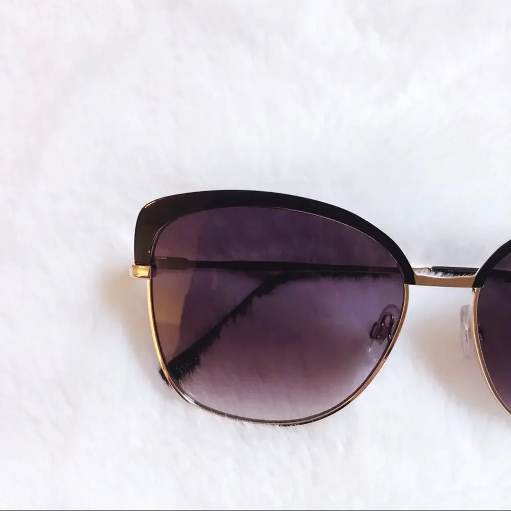 Robbie Black Full Rim Retro Cat Eye Sunglasses